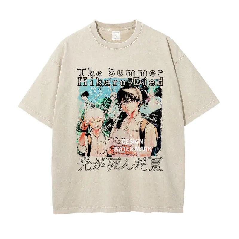 The Summer Hikaru Died Yoshiki, Hikaru & Mince-aniki Beige T-Shirt